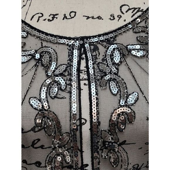 ✨ Sequin Mesh Evening Party Retro Flapper 1920s Shawl Wrap Cover Up Cape NEW - Picture 7 of 13